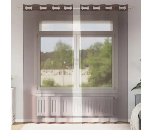 Voile Aizkari Ar Starplikām, 2 Gab., Brūni, 140X225 Cm Vidaxl