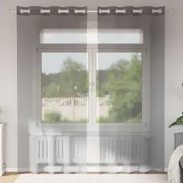 Voile Užuolaidos Su Įvorėmis, 2Vnt., Tamsiai Pilkas, 140X225Cm