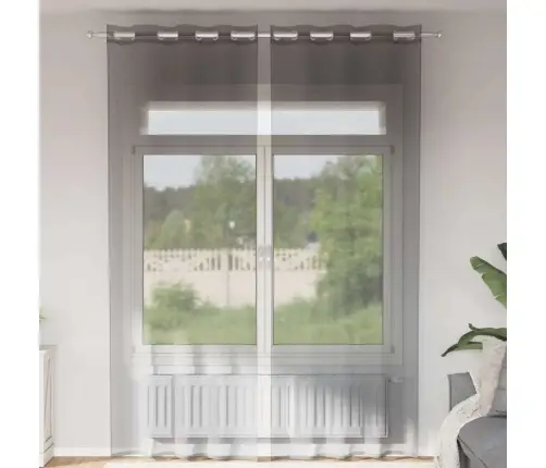 Voile Aizkari Ar Starplikām, 2 Gab., Tumši Pelēki, 140X260 Cm Vidaxl Voile Aizkari Ar Starplikām, 2 Gab., Tumši Pelēki, 140X260 Cm Vidaxl
