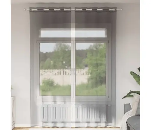 Rõngastihendiga Kardinad 2 Tk Tumehall 140X300 Cm Rõngastihendiga Kardinad 2 Tk Tumehall 140X300 Cm