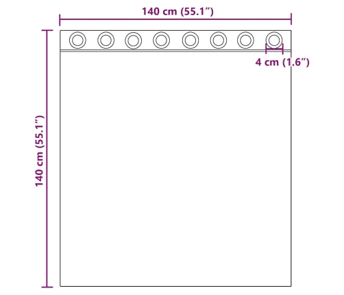 Rõngastihendiga Kardinad 2 Tk Heleroosa 140X140 Cm