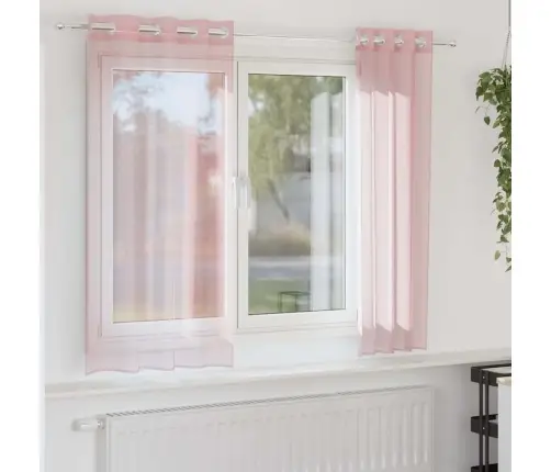 Rõngastihendiga Kardinad 2 Tk Heleroosa 140X140 Cm