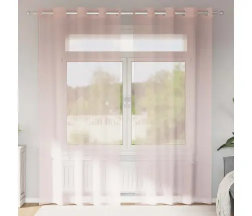 Voile Aizkari Ar Starplikām, 2 Gab., Gaiši Rozā, 140X245 Cm Vidaxl