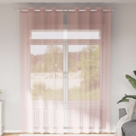 Voile Aizkari Ar Starplikām, 2 Gab., Gaiši Rozā, 140X260 Cm Vidaxl