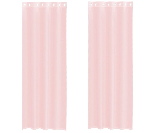 Voile Užuolaidos Su Įvorėmis, 2Vnt., Šviesiai Rožinė, 140X300Cm