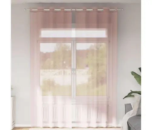 Voile Aizkari Ar Starplikām, 2 Gab., Gaiši Rozā, 140X300 Cm Vidaxl
