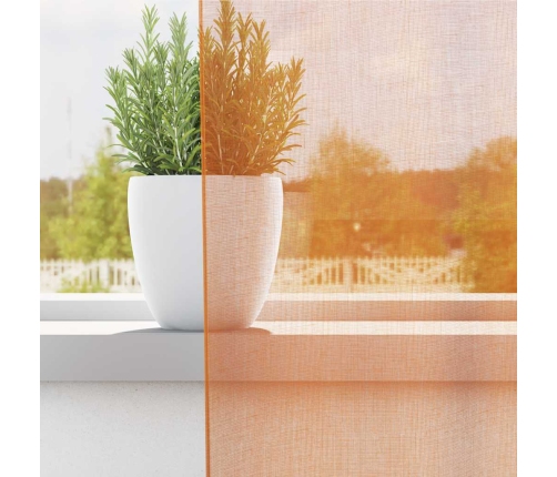 Voile Kardinad Rõngastihendiga 2 Tk Oranž 140X260 Cm