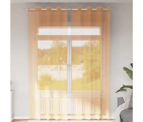 Voile Aizkari Ar Starplikām, 2 Gab., Oranži, 140X260 Cm Vidaxl