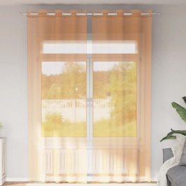 Voile Aizkari Ar Starplikām, 2 Gab., Oranži, 140X300 Cm Vidaxl