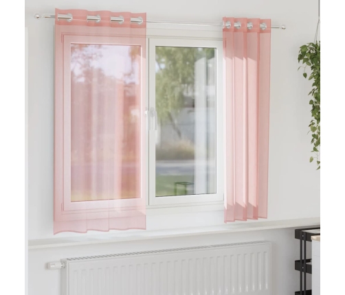 Voile Kardinad Rõngastega 2 Tk Roosa 140X140 Cm