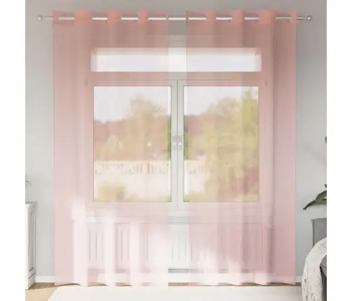 Voile Aizkari Ar Starplikām, 2 Gab., Rozā, 140X225 Cm Vidaxl