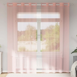 Voile Aizkari Ar Starplikām, 2 Gab., Rozā, 140X245 Cm Vidaxl