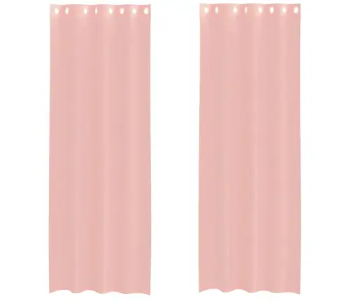 Voile Užuolaidos Su Įvorėmis, 2Vnt., Rožinės Spalvos, 140X260Cm