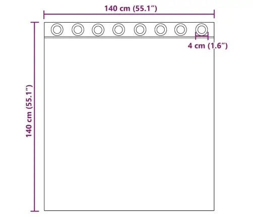 Voile Užuolaidos Su Įvorėmis, 2Vnt., Violetinės Sp., 140X140Cm