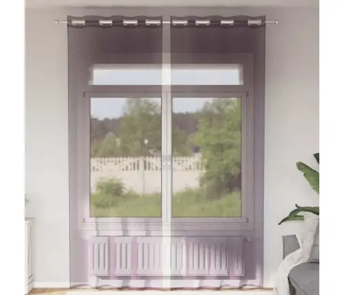 Voile Aizkari Ar Starplikām, 2 Gab., Violeti, 140X300 Cm Vidaxl