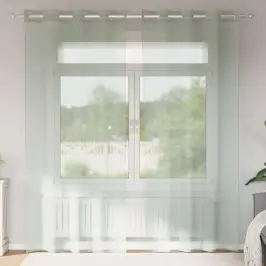 Voile Kardinad Rõngastihendiga 2 Tk Helehall 140X245 Cm