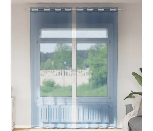 Voile Kardinad Koos Rõngastega 2 Tk Royal Blue Voile Kardinad Koos Rõngastega 2 Tk Royal Blue