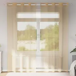 Voile Užuolaidos Su Įvorėmis, 2Vnt., Smėlio Spalvos