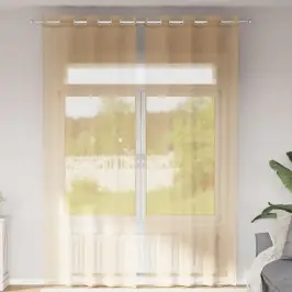 Voile Aizkari Ar Starplikām, 2 Gab., Smilšu Krāsa Vidaxl