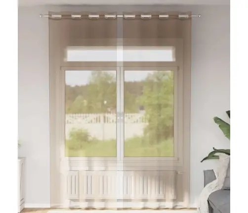 Voile Užuolaidos Su Įvorėmis, 2Vnt., Šviesiai Rudos Spalvos