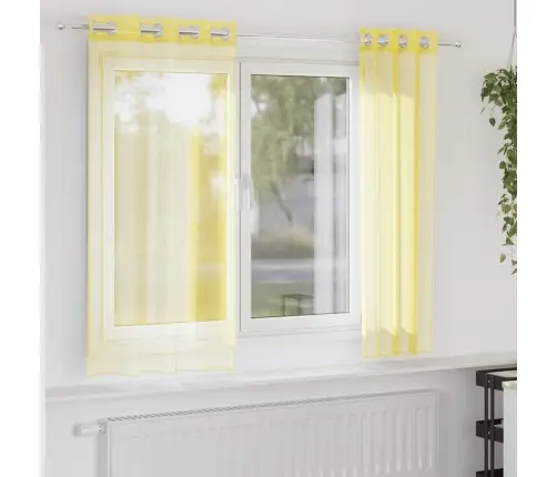 Voile Kardinad Koos Rõngastihendiga 2 Tk Kollane