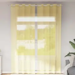 Voile Aizkari Ar Starplikām, 2 Gab., Dzelteni Vidaxl