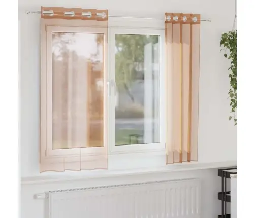 Voile Užuolaidos Su Įvorėmis, 2Vnt., Terakota Spalvos