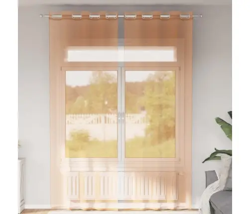 Voile Kardinad Rõngastega 2 Tk Terrakota