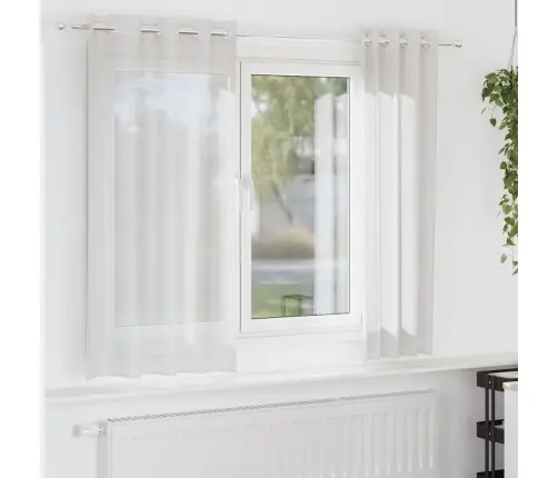 Voile Aizkari Ar Starplikām, 2 Gab., Balti Vidaxl