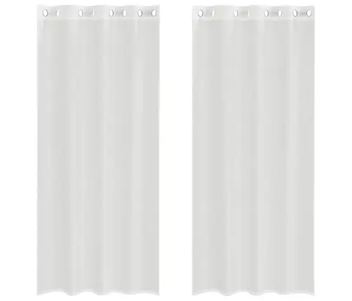 Voile Kardinad Koos Rõngastihenditega 2 Tk Valge