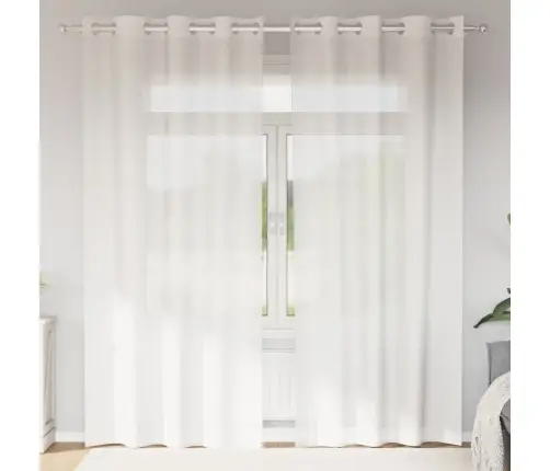 Voile Kardinad Koos Rõngastihenditega 2 Tk Valge