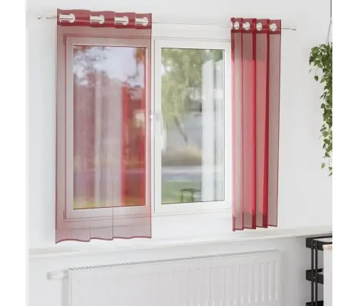 Voile Aizkari Ar Starplikām, 2 Gab., Vīnsarkani Vidaxl