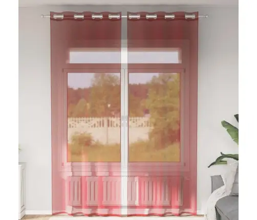 Voile Kardinad Koos Rõngastega 2 Tk Wine Red