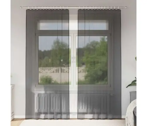 Voile Aizkari Ar Stieņu Kabatām, 2 Gab., Melni Vidaxl Voile Aizkari Ar Stieņu Kabatām, 2 Gab., Melni Vidaxl