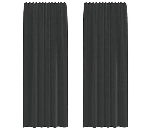 Voile Aizkari Ar Stieņu Kabatām, 2 Gab., Melni Vidaxl