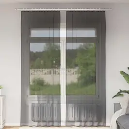 Voile Aizkari Ar Stieņu Kabatām, 2 Gab., Melni Vidaxl