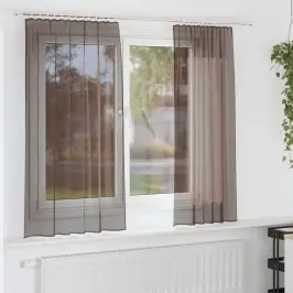 Voile Užuolaidos Su Strypų Kišenėmis, 2Vnt., Rudos Spalvos