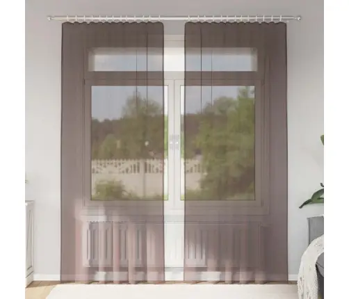 Voile Aizkari Ar Stieņu Kabatām, 2 Gab., Brūni Vidaxl