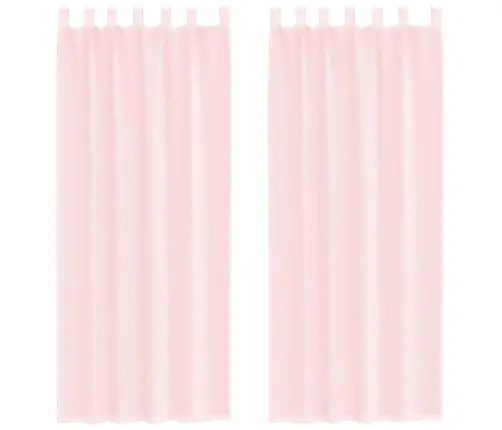 Voile Aizkari Ar Stieņu Kabatām, 2 Gab., Gaiši Rozā Vidaxl