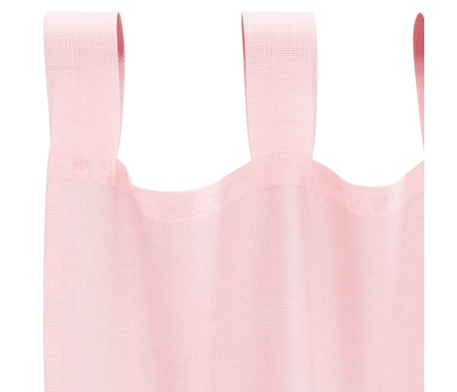 Voile Kardinad Varrastega Taskutega 2 Tk Heleroosa