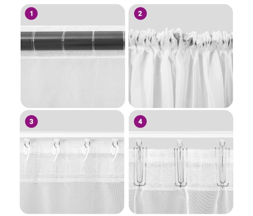 Voile Kardinad Varrastega Taskutega 2 Tk Heleroosa