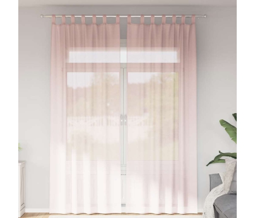 Voile Kardinad Varrastega Taskutega 2 Tk Heleroosa