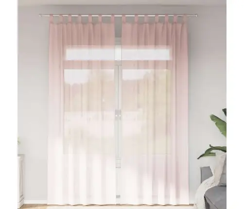 Voile Aizkari Ar Stieņu Kabatām, 2 Gab., Gaiši Rozā Vidaxl