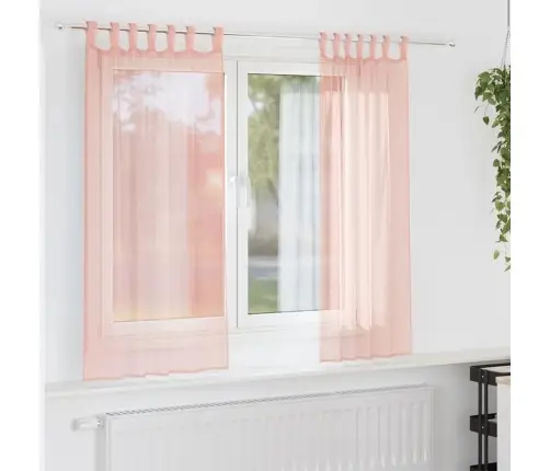 Voile Užuolaidos Su Strypų Kišenėmis, 2Vnt., Rožinės Spalvos