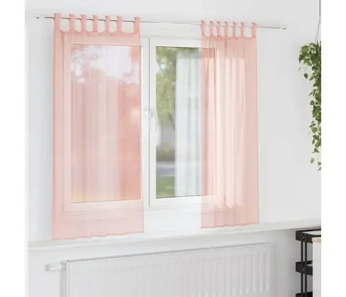 Voile Aizkari Ar Stieņu Kabatām, 2 Gab., Rozā Vidaxl