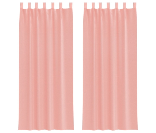 Voile Kardinad Varrastega Taskutega 2 Tk Roosa
