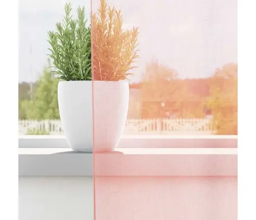 Voile Užuolaidos Su Strypų Kišenėmis, 2Vnt., Rožinės Spalvos