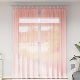 Voile Kardinad Varrastega Taskutega 2 Tk Roosa