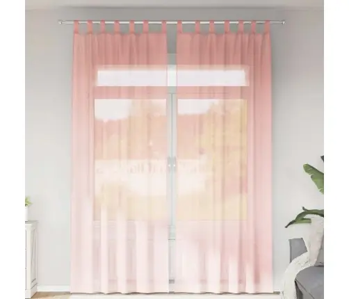 Voile Užuolaidos Su Strypų Kišenėmis, 2Vnt., Rožinės Spalvos