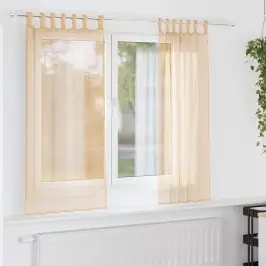Voile Aizkari Ar Stieņu Kabatām, 2 Gab., Smilšu Krāsa Vidaxl